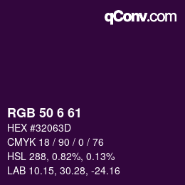カラーコード: RGB 50 6 61 | qconv.com