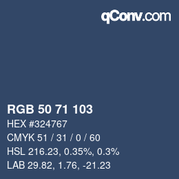 Color code: RGB 50 71 103 | qconv.com