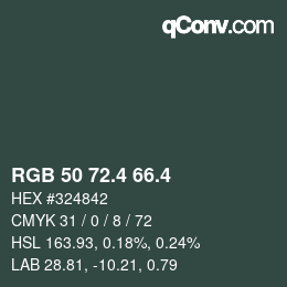カラーコード: RGB 50 72.4 66.4 | qconv.com