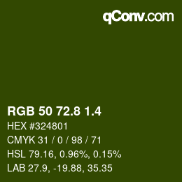 カラーコード: RGB 50 72.8 1.4 | qconv.com
