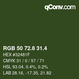 カラーコード: RGB 50 72.8 31.4 | qconv.com