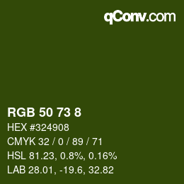 Color code: RGB 50 73 8 | qconv.com