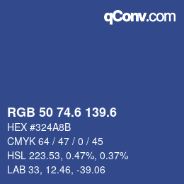 カラーコード: RGB 50 74.6 139.6 | qconv.com