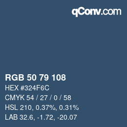 カラーコード: RGB 50 79 108 | qconv.com