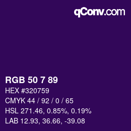 Color code: RGB 50 7 89 | qconv.com