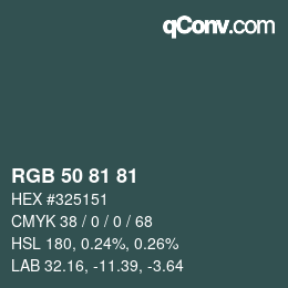カラーコード: RGB 50 81 81 | qconv.com