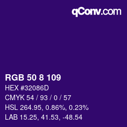 Color code: RGB 50 8 109 | qconv.com