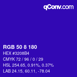 Color code: RGB 50 8 180 | qconv.com