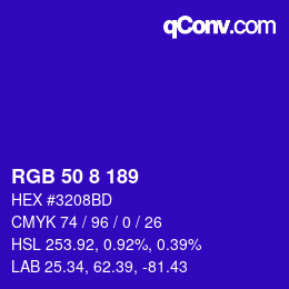 Color code: RGB 50 8 189 | qconv.com
