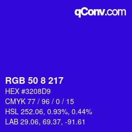 Color code: RGB 50 8 217 | qconv.com