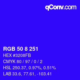 Color code: RGB 50 8 251 | qconv.com