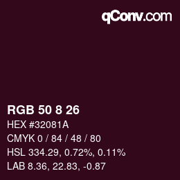 Color code: RGB 50 8 26 | qconv.com