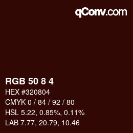 カラーコード: RGB 50 8 4 | qconv.com