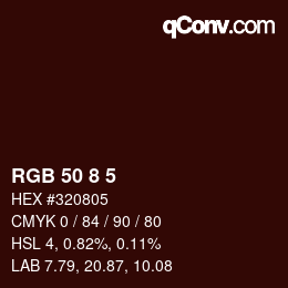 Color code: RGB 50 8 5 | qconv.com