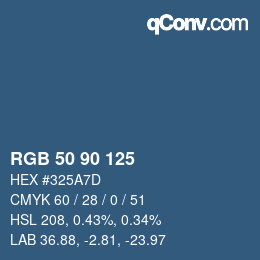 カラーコード: RGB 50 90 125 | qconv.com