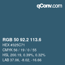 カラーコード: RGB 50 92.2 113.6 | qconv.com