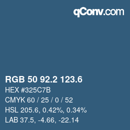 カラーコード: RGB 50 92.2 123.6 | qconv.com