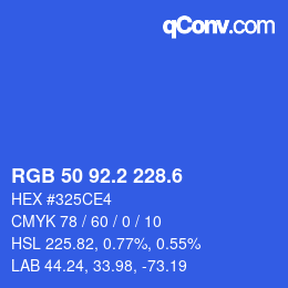 カラーコード: RGB 50 92.2 228.6 | qconv.com