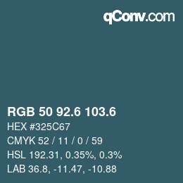 カラーコード: RGB 50 92.6 103.6 | qconv.com