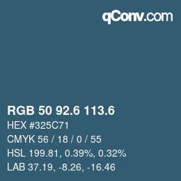 カラーコード: RGB 50 92.6 113.6 | qconv.com