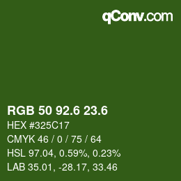 カラーコード: RGB 50 92.6 23.6 | qconv.com