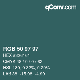 Color code: RGB 50 97 97 | qconv.com