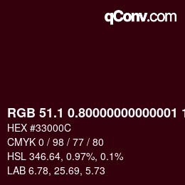 Color code: RGB 51.1 0.80000000000001 12 | qconv.com