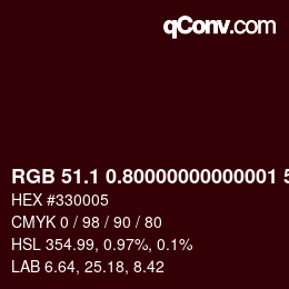 Color code: RGB 51.1 0.80000000000001 5 | qconv.com