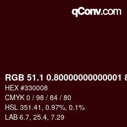 カラーコード: RGB 51.1 0.80000000000001 8 | qconv.com