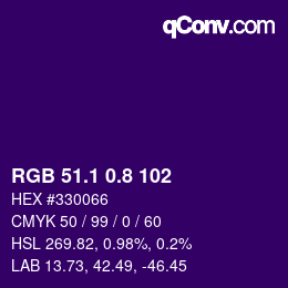 カラーコード: RGB 51.1 0.8 102 | qconv.com