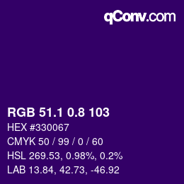 カラーコード: RGB 51.1 0.8 103 | qconv.com