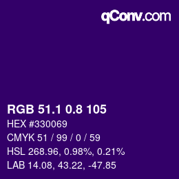 カラーコード: RGB 51.1 0.8 105 | qconv.com
