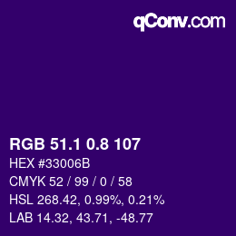カラーコード: RGB 51.1 0.8 107 | qconv.com