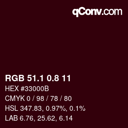 Color code: RGB 51.1 0.8 11 | qconv.com