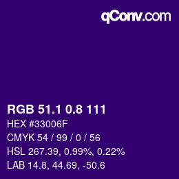カラーコード: RGB 51.1 0.8 111 | qconv.com