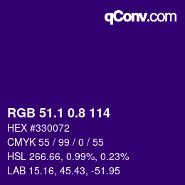 カラーコード: RGB 51.1 0.8 114 | qconv.com