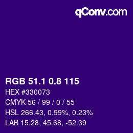 カラーコード: RGB 51.1 0.8 115 | qconv.com