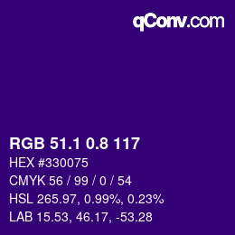 カラーコード: RGB 51.1 0.8 117 | qconv.com