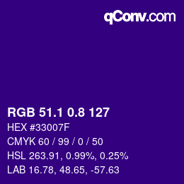 カラーコード: RGB 51.1 0.8 127 | qconv.com