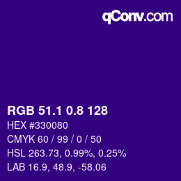 カラーコード: RGB 51.1 0.8 128 | qconv.com