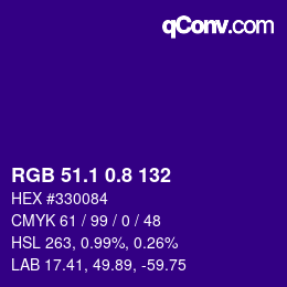 カラーコード: RGB 51.1 0.8 132 | qconv.com