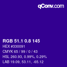 カラーコード: RGB 51.1 0.8 145 | qconv.com