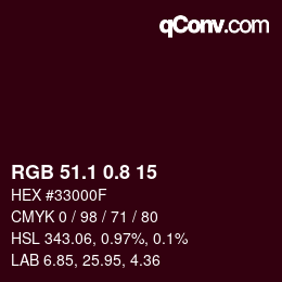 Farbcode: RGB 51.1 0.8 15 | qconv.com
