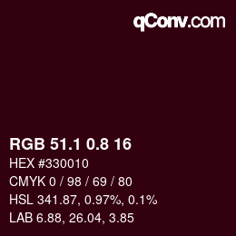 カラーコード: RGB 51.1 0.8 16 | qconv.com