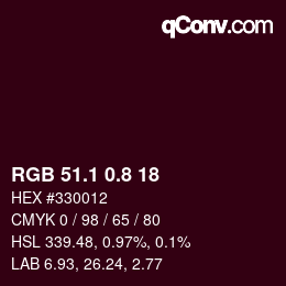 カラーコード: RGB 51.1 0.8 18 | qconv.com