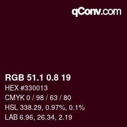 カラーコード: RGB 51.1 0.8 19 | qconv.com