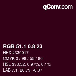 カラーコード: RGB 51.1 0.8 23 | qconv.com