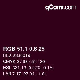 Farbcode: RGB 51.1 0.8 25 | qconv.com