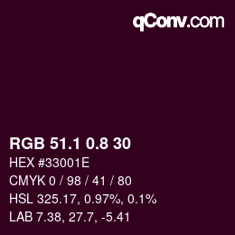 Color code: RGB 51.1 0.8 30 | qconv.com