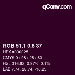 カラーコード: RGB 51.1 0.8 37 | qconv.com
